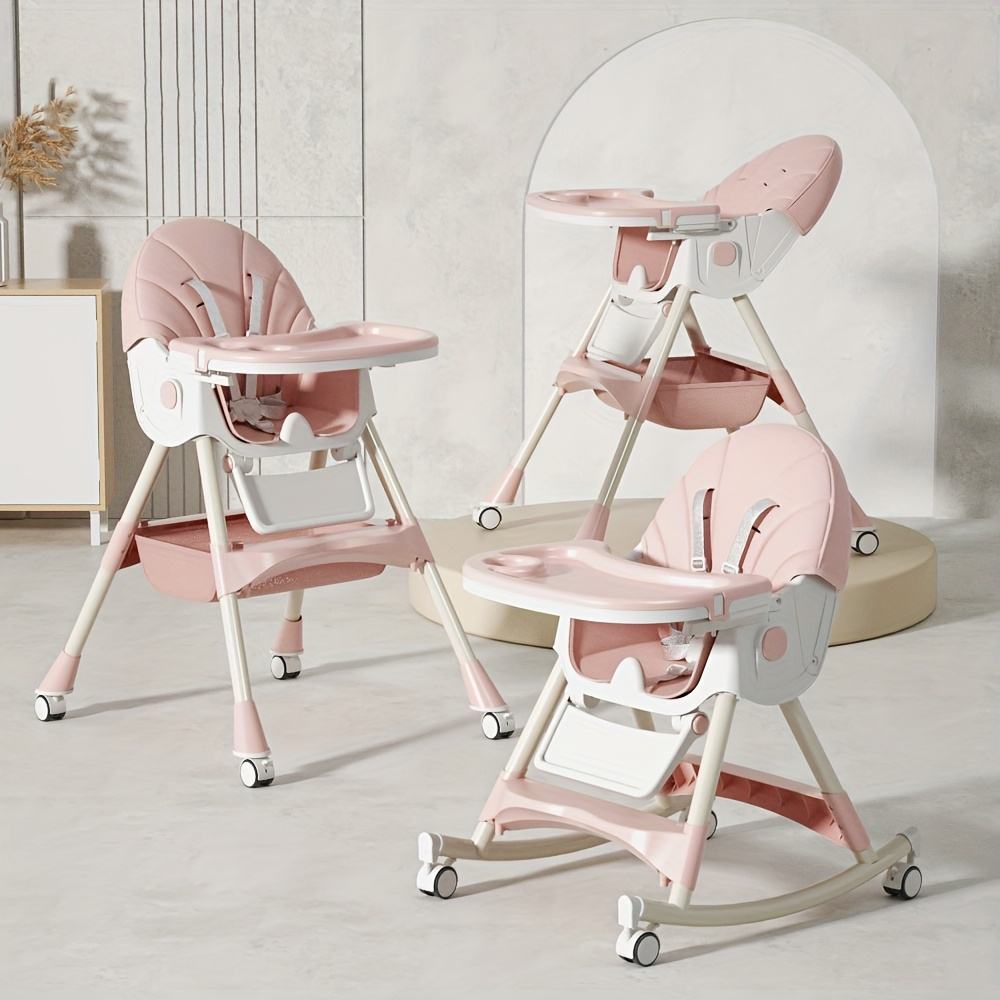 Multi-functional Children’s High Chair Adjustable Foldable Growth Chair Features Large Safety Tray Spiral-Back Design Chair