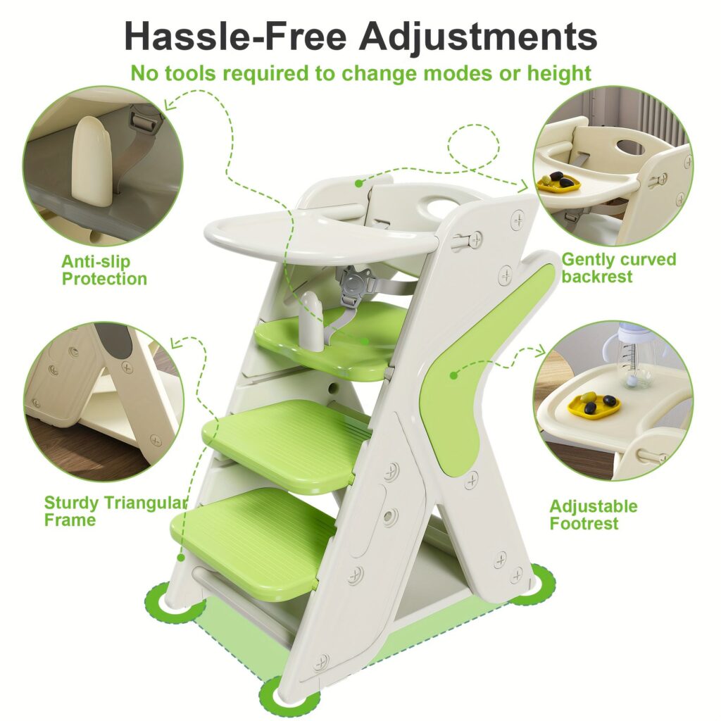 Highchairs multifunctional growth dining chair feeding high chair adjustable height child safety chair movable 7