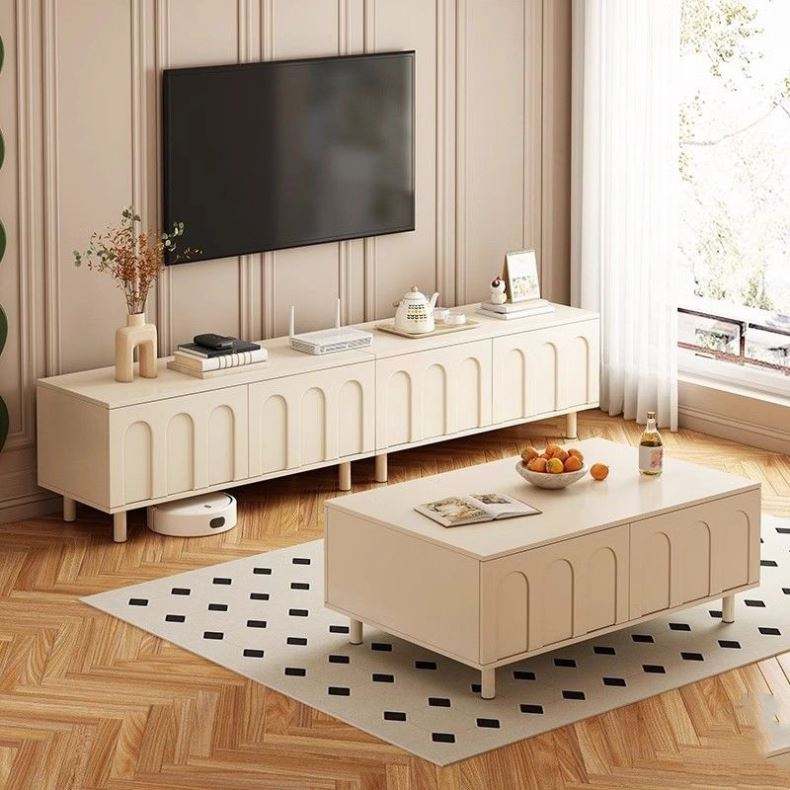2024 New Floor Locker Cream Style TV Cabinet Tea Table Suit Living Room House Hold TV Cabinet 2