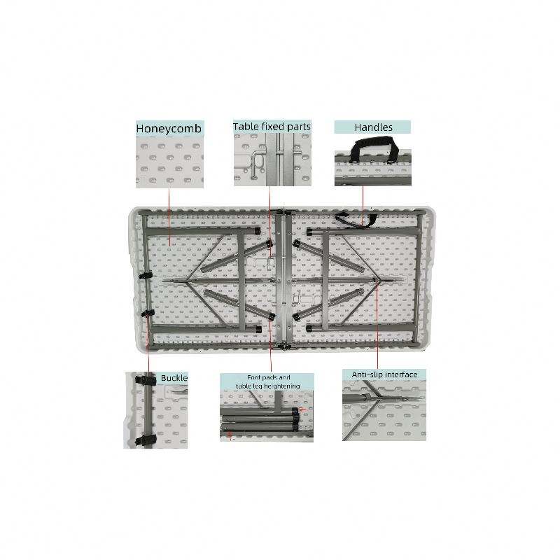 Wholesale Portable Outdoor Furniture 6ft White Rectangular Plastic Foldable Banquet Catering Bbq Camping Picnic Folding Table 2