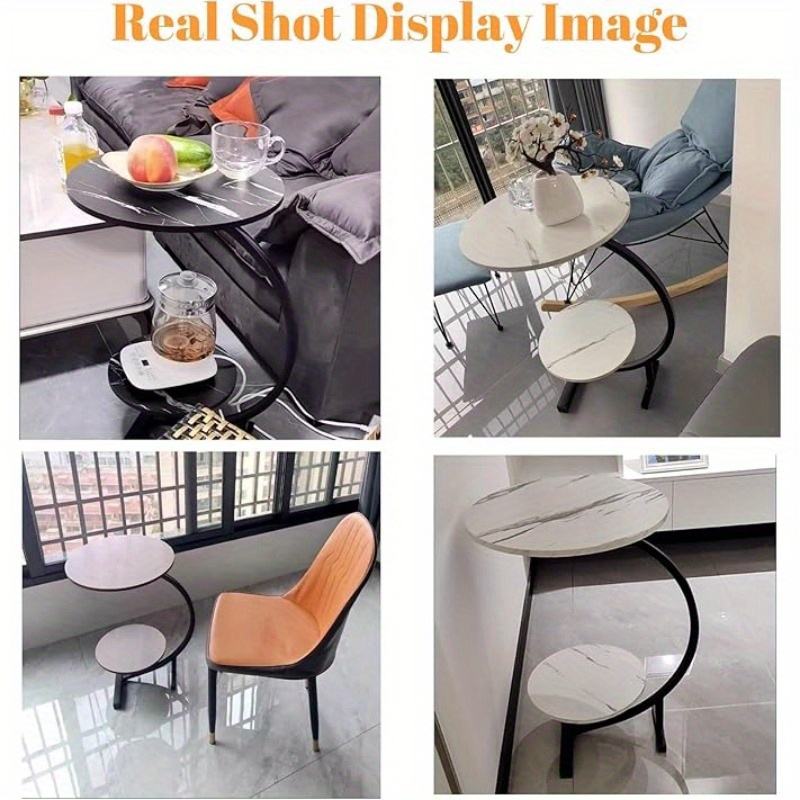 Modern Luxury Wrought Iron Side Table Sofa Cabinet Coffee Table Functionality Bedroom Living Room Multi-Purpose Coffee DecorZ-02 2