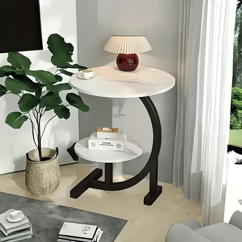 Modern Luxury Wrought Iron Side Table Sofa Cabinet Coffee Table Functionality Bedroom Living Room Multi-Purpose Coffee DecorZ-02 4