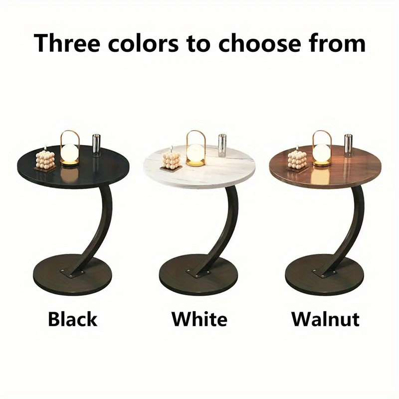 Compact Coffee Table Modern C-Shaped Table Space-Saving Sofa Side Table Sturdy Iron Frame Wood hotel Bedroom Apartment Z-06 3