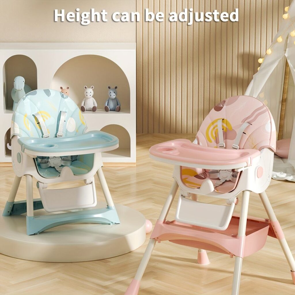 Multi-functional Children’s High Chair Adjustable Foldable Growth Chair Features Large Safety Tray Spiral-Back Design Chair 5
