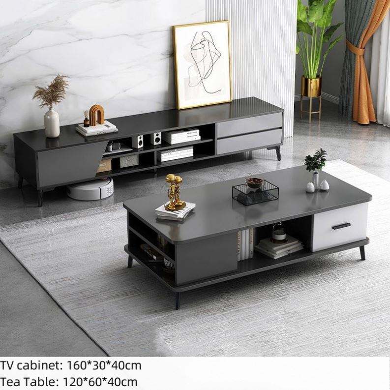 Light Luxury Living Room House Hold Small-sized TV Cabinet Modern Simple TV Cabinet Tea Table Combination Cabinet Suit 5