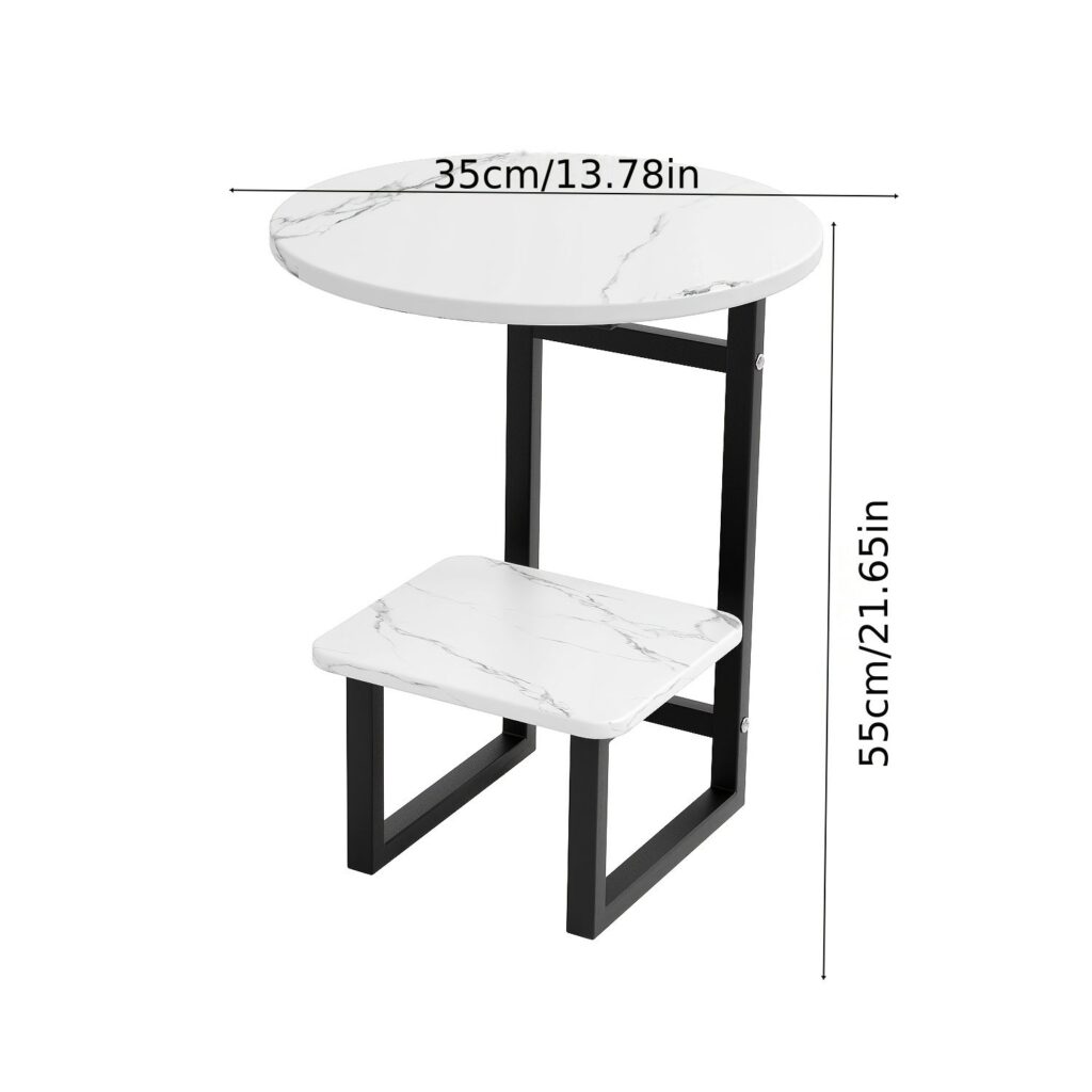 Marble Finish Outdoor Side Table Patio Coffee Table Garden Balcony Poolside Bedroom Coffee Table Integrated Table Stool Set Z-06 6