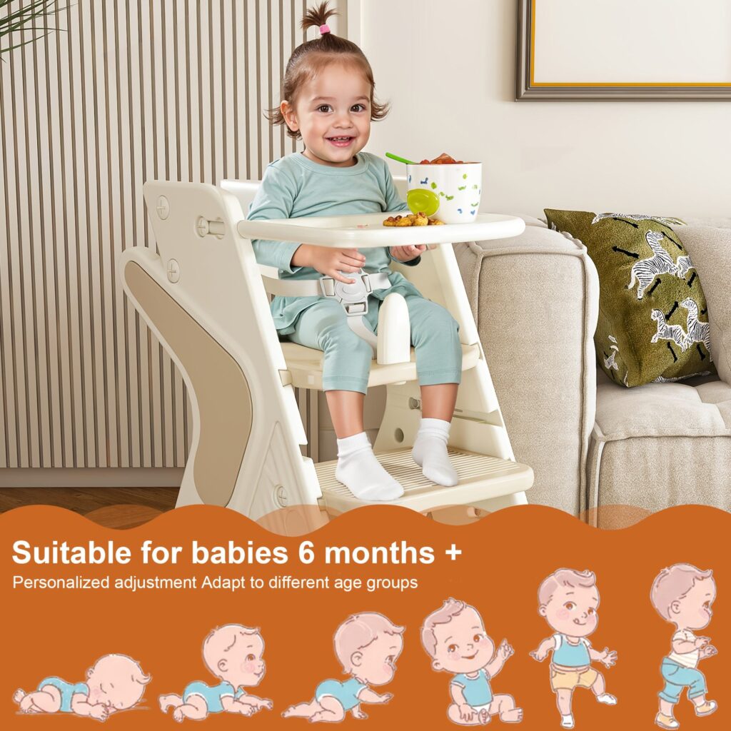 Highchairs multifunctional growth dining chair feeding high chair adjustable height child safety chair movable 4